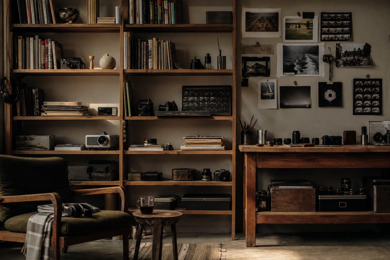 The reference library and listening corner at Captain's Studio
