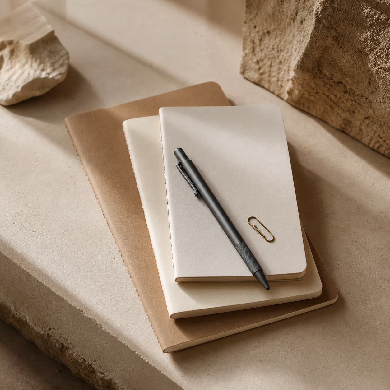 Notebooks and a pen ready for a field note