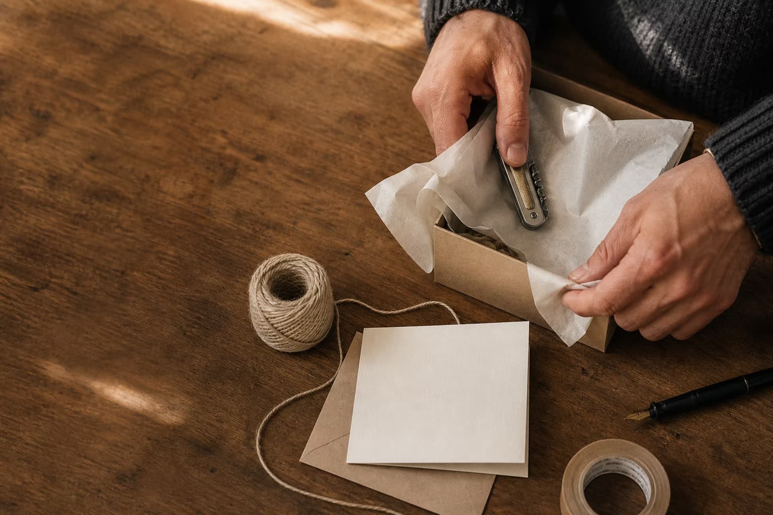 A small-batch Captain's Studio object being packed by hand